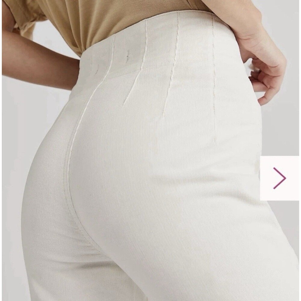 NWT We The Free People Size 32 Jayde Cord Flare Jeans High Rise Stretch White - Picture 6 of 16